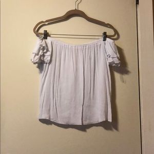 LA hearts off the shoulder top